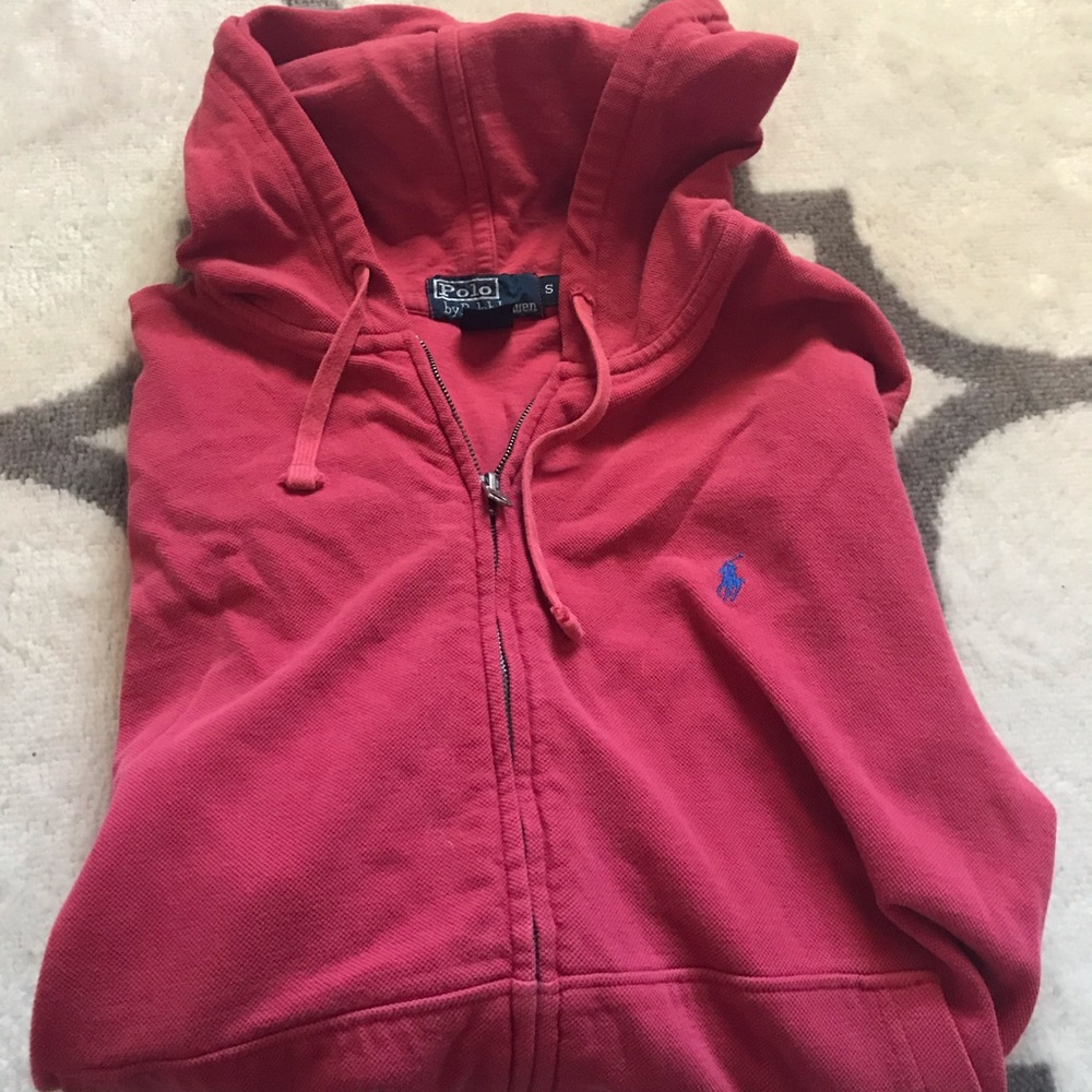 Ralph Lauren “polo” red hooded zip up jacket S